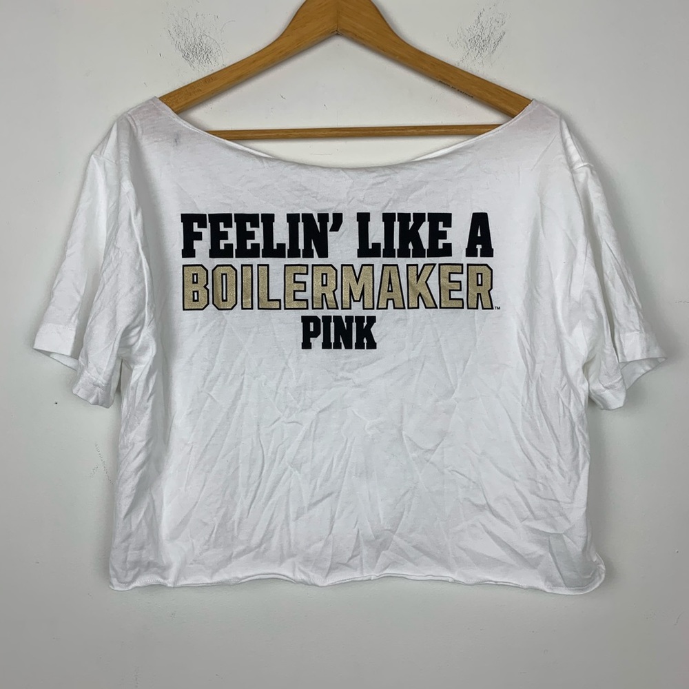 PINK Victoria's Secret Crop Top Large Purdue Z11 - Picture 3 of 8